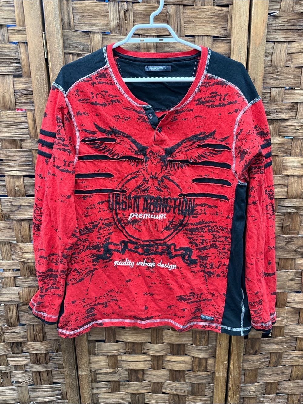 Y2K Urban Adddiction Long Sleeve Tee with Eagle Red